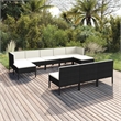 vidaXL 10 Piece Garden Lounge Set in Black/White/Cream