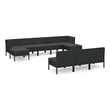 vidaXL 10 Piece Steel Large Garden Lounge Set in Black