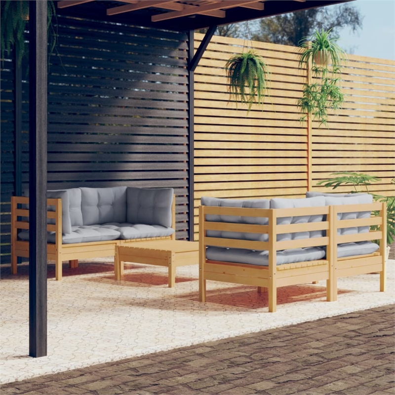 vidaXL 5 Piece Wood Garden Lounge Set in Gray