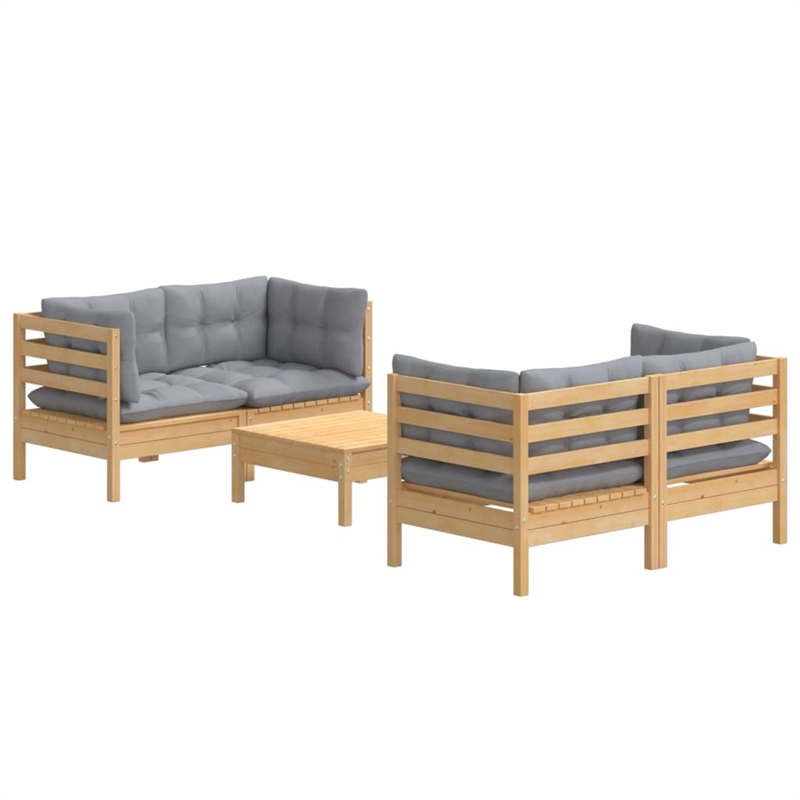 vidaXL 5 Piece Wood Garden Lounge Set in Gray