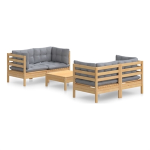 vidaXL 5 Piece Wood Garden Lounge Set in Gray