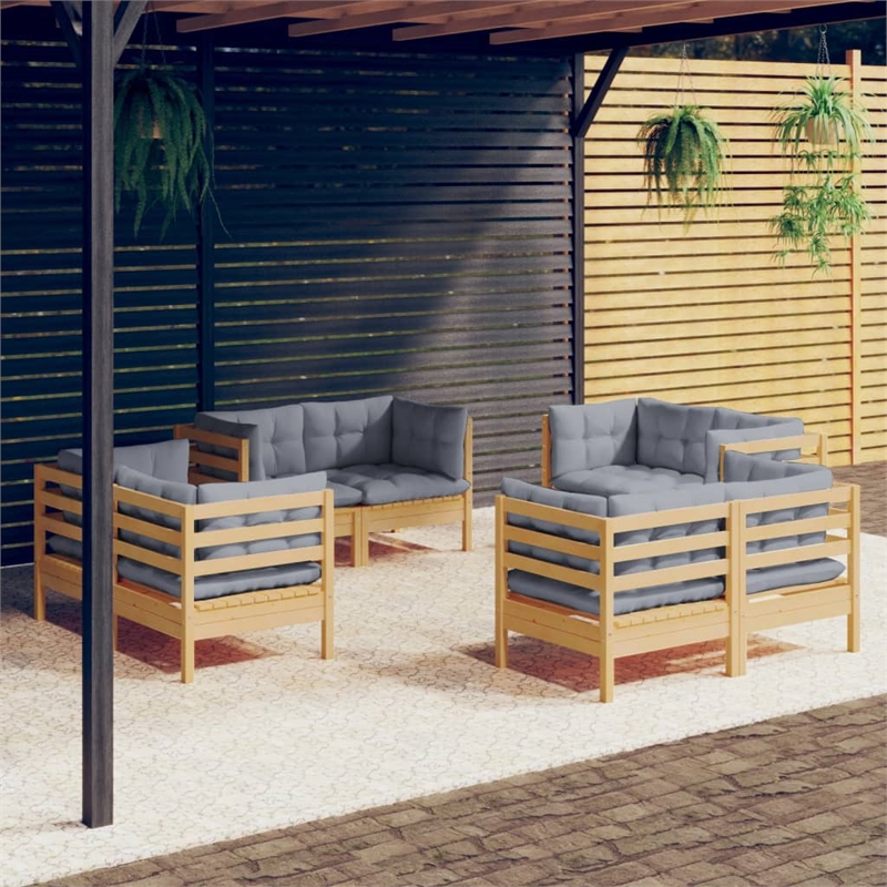 vidaXL 8 Piece Wood Garden Lounge Set in Gray