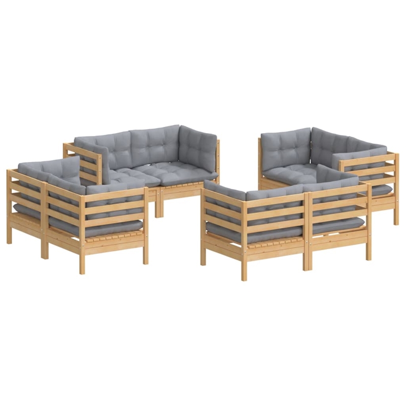 vidaXL 8 Piece Wood Garden Lounge Set in Gray