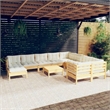 vidaXL 11 Piece Wood Garden Lounge Set in Cream/Natural