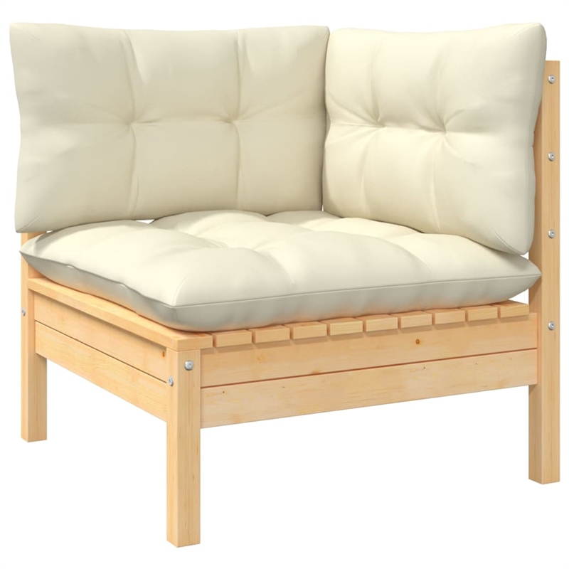 vidaXL 11 Piece Wood Garden Lounge Set in Cream/Natural
