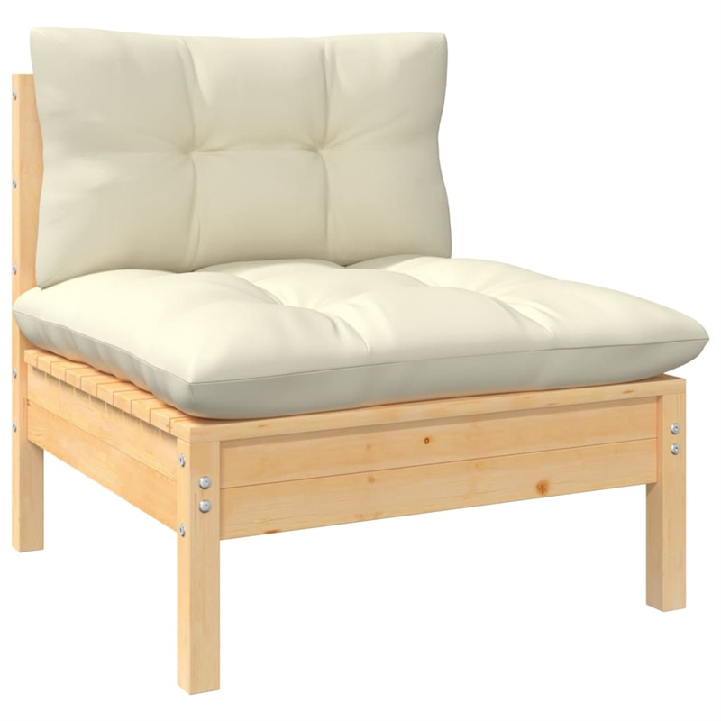 vidaXL 11 Piece Wood Garden Lounge Set in Cream/Natural