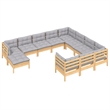 vidaXL 11 Piece Wood Small Garden Lounge Set in Gray