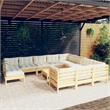 vidaXL 12 Piece Wood Garden Lounge Set in Cream