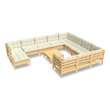 vidaXL 12 Piece Wood Garden Lounge Set in Cream