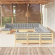 vidaXL 13 Piece Wood Garden Lounge Set in Gray/Natural