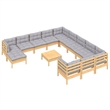 vidaXL 13 Piece Wood Garden Lounge Set in Gray/Natural