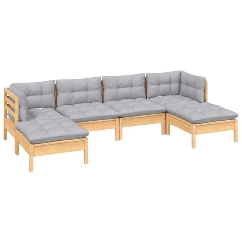 vidaXL 6 Piece Wood Large Garden Lounge Set in Gray