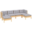 vidaXL 6 Piece Wood Large Garden Lounge Set in Gray