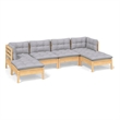 vidaXL 6 Piece Wood Large Garden Lounge Set in Gray