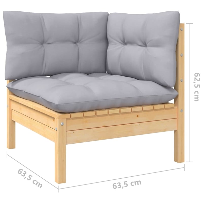 vidaXL 7 Piece Wood Garden Lounge Set in Gray