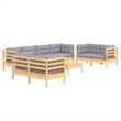 vidaXL 9 Piece Wood Garden Lounge Set in Gray/Natural