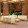 vidaXL 9 Piece Wood Medium Garden Lounge Set in Cream