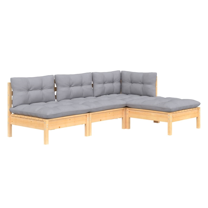 vidaXL 4 Piece Wood Garden Lounge Set in Gray