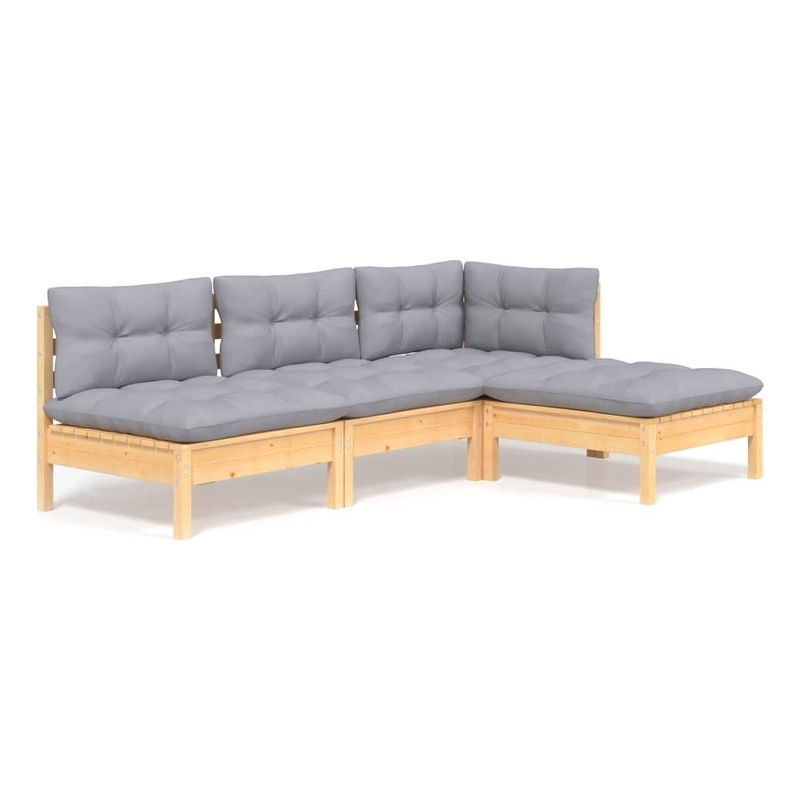 vidaXL 4 Piece Wood Garden Lounge Set in Gray