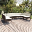 vidaXL 9 Piece Steel Garden Lounge Set in White/Brown/Cream