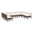 vidaXL 9 Piece Steel Garden Lounge Set in White/Brown/Cream