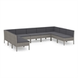 vidaXL 9 Piece Poly Rattan Garden Lounge Set in Gray/Anthracite