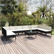 vidaXL 11 Piece Steel Garden Lounge Set in Black/White/Cream