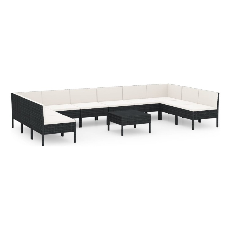 vidaXL 11 Piece Steel Garden Lounge Set in Black/White/Cream
