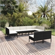 vidaXL 9 Piece Steel Garden Lounge Set in Black/White/Cream