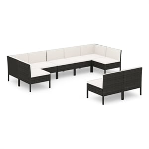 vidaXL 9 Piece Steel Garden Lounge Set in Black/White/Cream