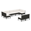 vidaXL 9 Piece Steel Garden Lounge Set in Black/White/Cream
