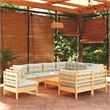 vidaXL 10 Piece Wood Garden Lounge Set in Cream/Natural