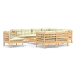vidaXL 10 Piece Wood Garden Lounge Set in Cream/Natural
