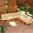 vidaXL 7 Piece Wood Garden Lounge Set in Cream/Natural