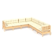 vidaXL 7 Piece Wood Garden Lounge Set in Cream/Natural