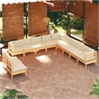 vidaXL 11 Piece Wood Large Garden Lounge Set in Cream/Natural