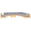 vidaXL 12 Piece Wood Garden Lounge Set in Gray