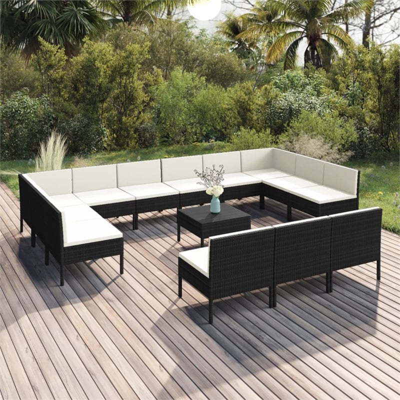 vidaXL Steel Garden Lounge Set in Black/White/Cream