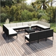 vidaXL Steel Garden Lounge Set in Black/White/Cream