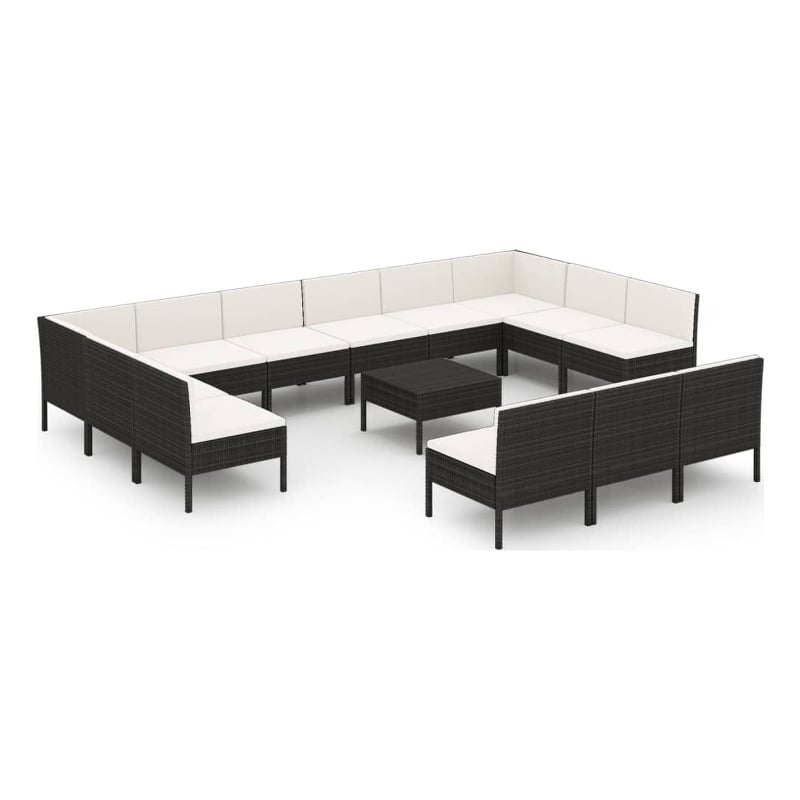 vidaXL Steel Garden Lounge Set in Black/White/Cream