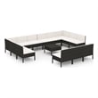 vidaXL Steel Garden Lounge Set in Black/White/Cream