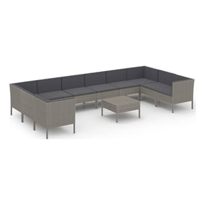 vidaXL 11 Piece Steel Garden Lounge Set in Gray