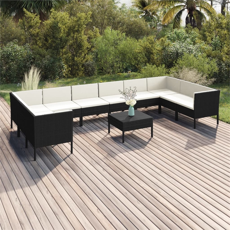 vidaXL 11 Piece Steel Garden Lounge Set in Black