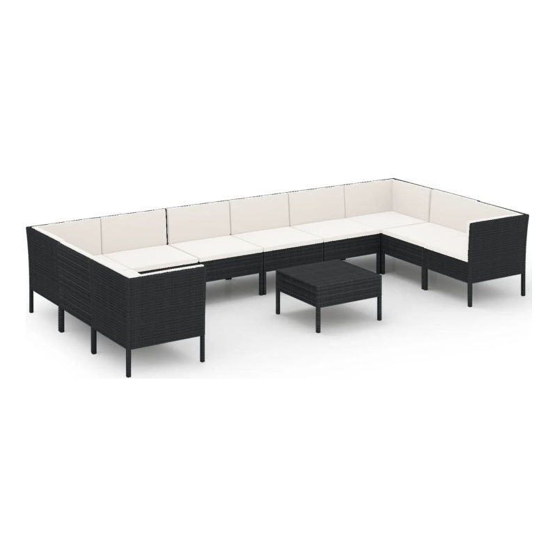 vidaXL 11 Piece Steel Garden Lounge Set in Black
