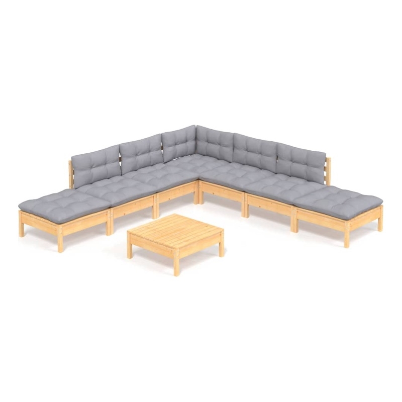vidaXL 8 Piece Wood Garden Lounge Set in Gray