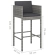vidaXL 5 Piece Steel Medium Bar Set in Gray