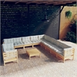 vidaXL 12 Piece Wood Large Garden Lounge Set in Cream/Natural