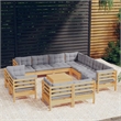 vidaXL 12 Piece Wood Large Garden Lounge Set in Gray/Natural