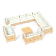vidaXL 13 Piece Wood Garden Lounge Set in Cream/Natural