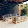 vidaXL 10 Piece Wood Small Garden Lounge Set in Gray